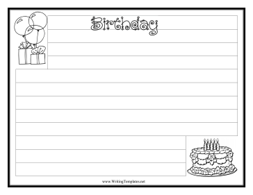 Birthday Writing Template Writing Template